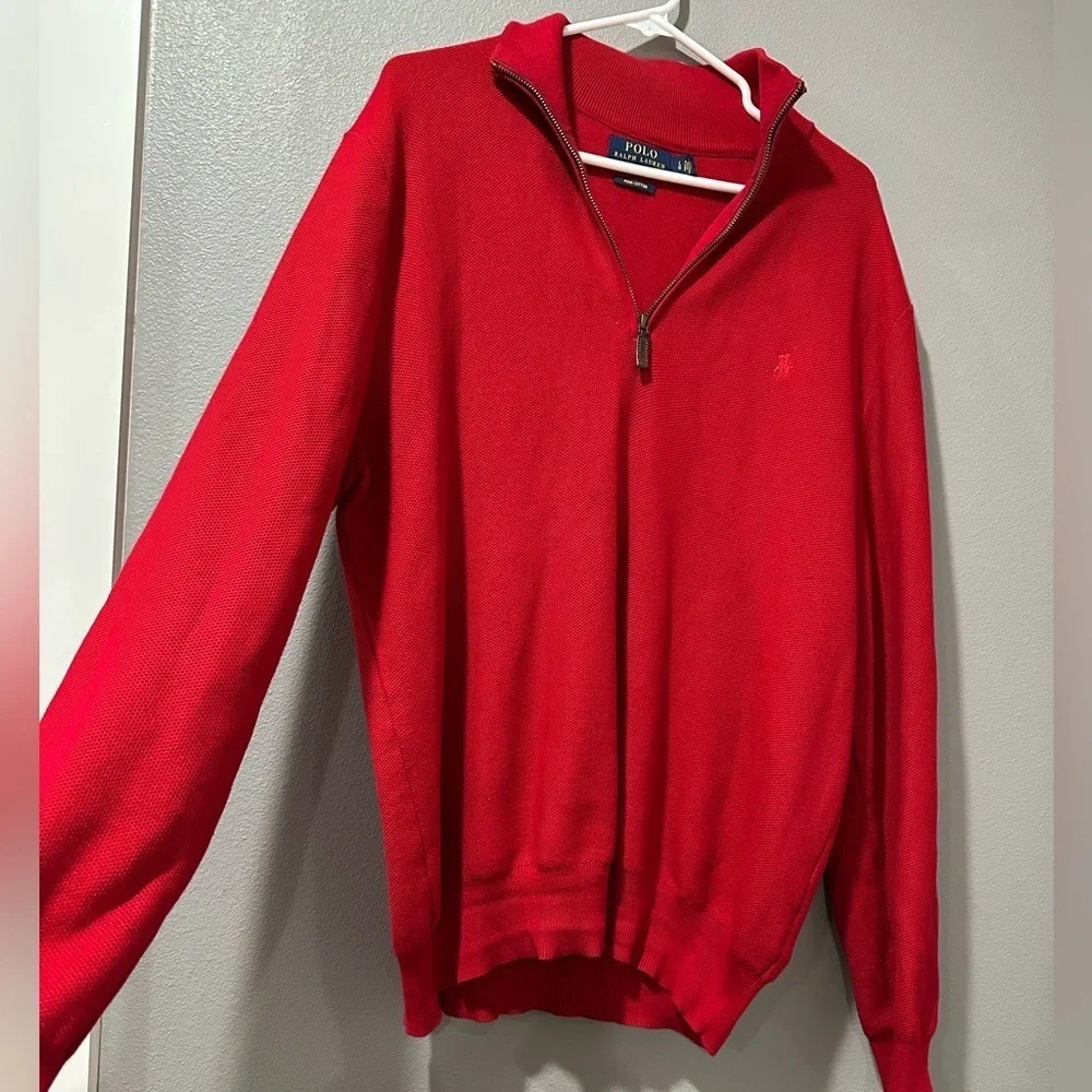 Polo Ralph Lauren Men's Red Sweater. Pimacotton